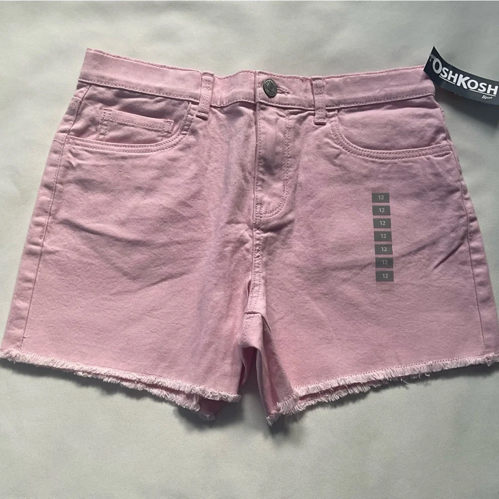 OshKosh B'gosh Pink Jean Shorts Raw Hem Girls Size 12‎